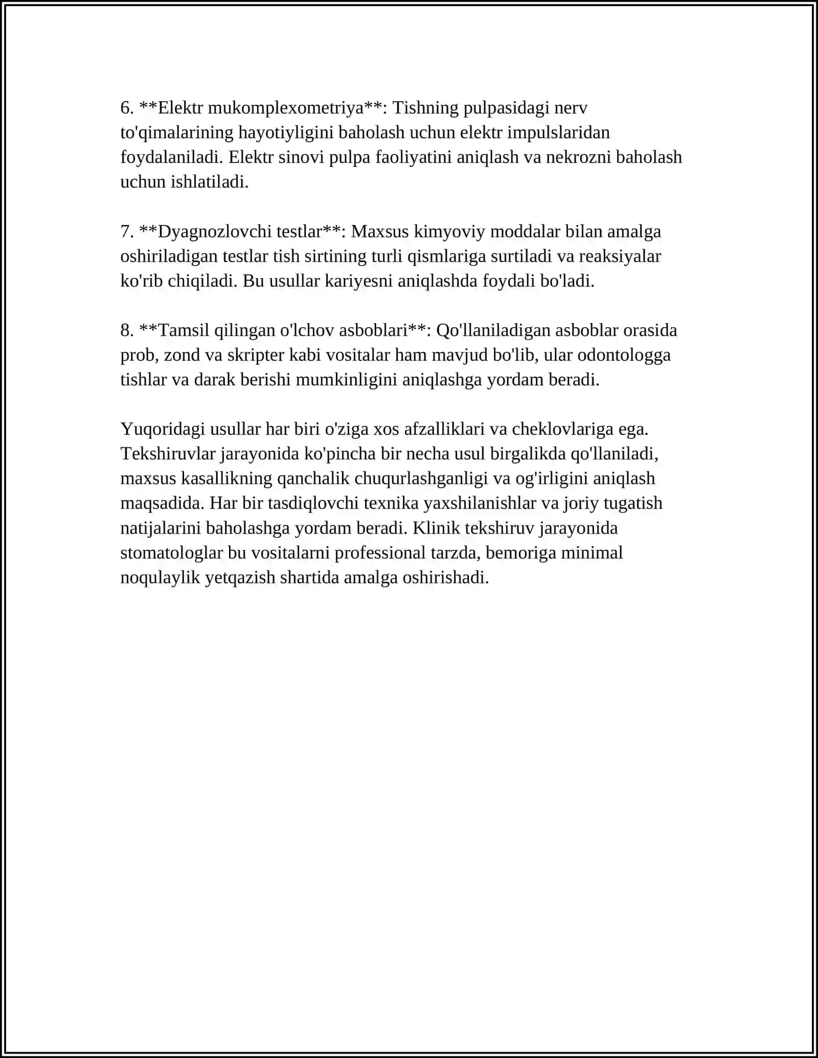 TISH QATTIQ TOʻQIMASI KASALLIKLARIDA ASOSIY VA QOSHIMCHA TEKSHIRISH USULLARI 4