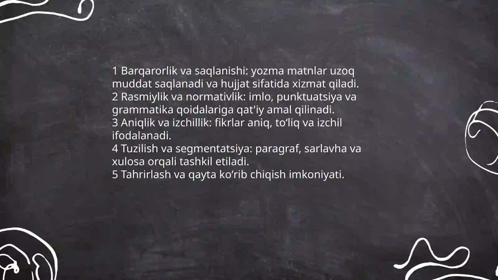Yozma nutq tushunchasi va uning og'zaki nutqdan farqli tomonlari 4
