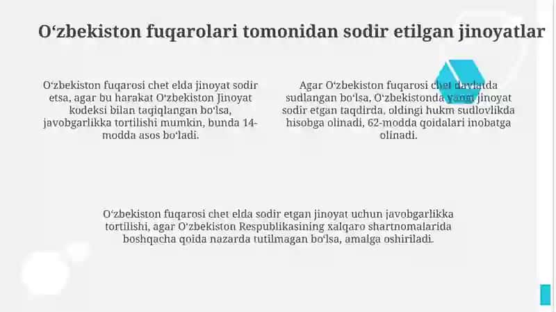 Oʻzbekiston Respublikasi Jinoyat Kodeksining Hududdan Tashqarida Qoʻllanilishi 4
