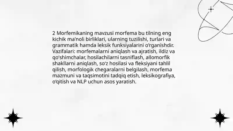 Morfemika. Morfema va uning turlari 4
