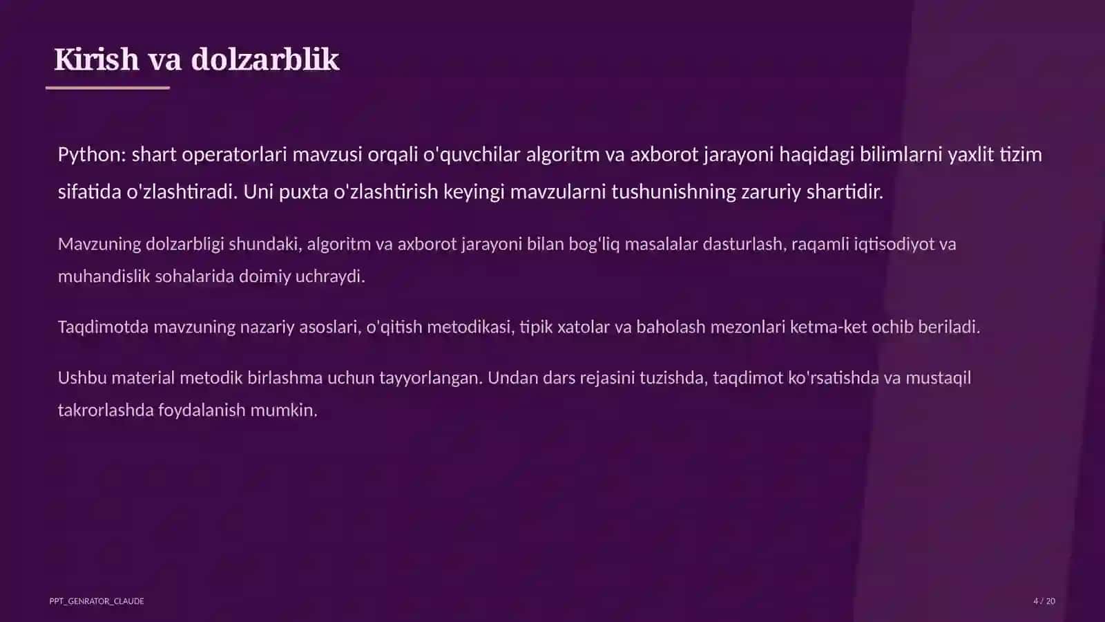 Python: shart operatorlari (8-sinf) 4