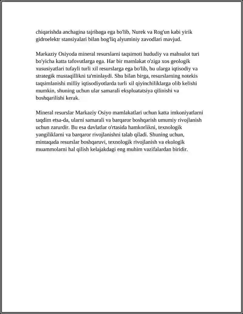 MARKAZIY OSIYO MINERAL RESURSLARDAN FOYDALANISHNI SAMARADORLIGI 4