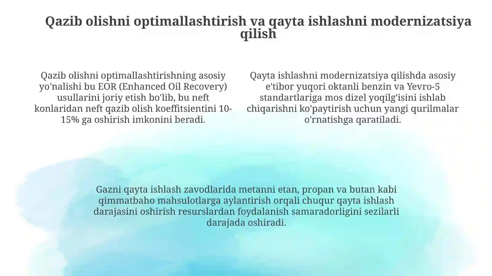 Oʻzbekiston neft va gaz sanoati korxonalarida ishlab chiqarishni rivojlantirish yoʻnalishlari 4