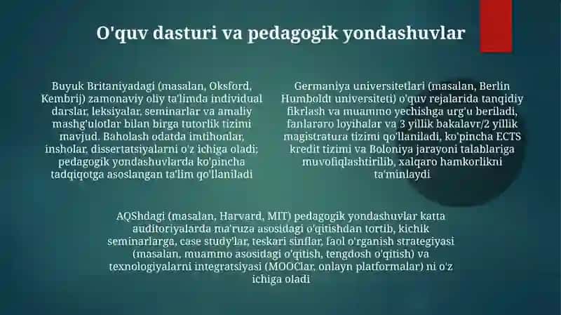 Xorijiy davlatlarda zamonaviy oliy ta'lim holati 4