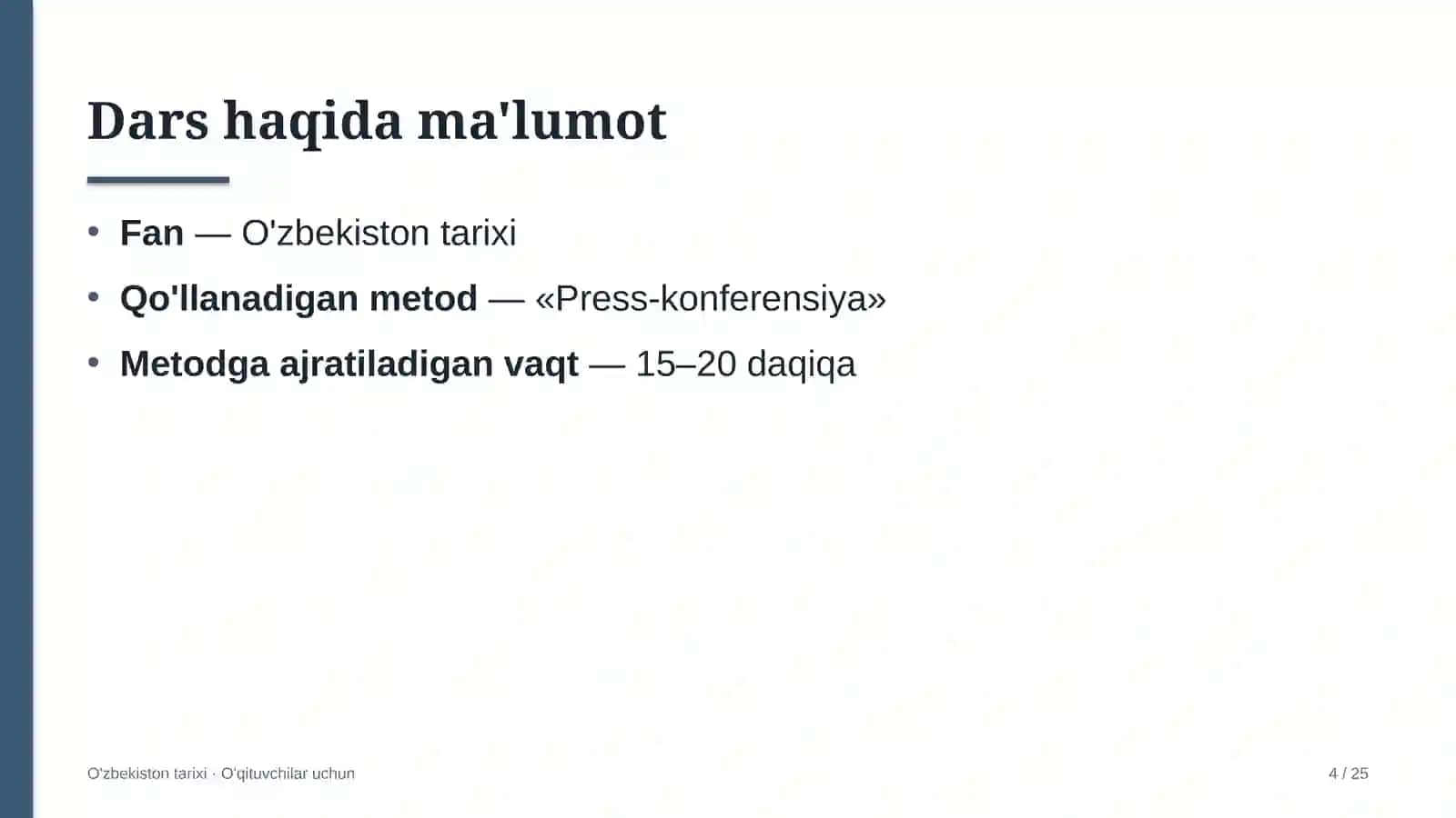 o'zbekiston tarixi darslarida press konferensiya metodidan foydalanish 6811 4