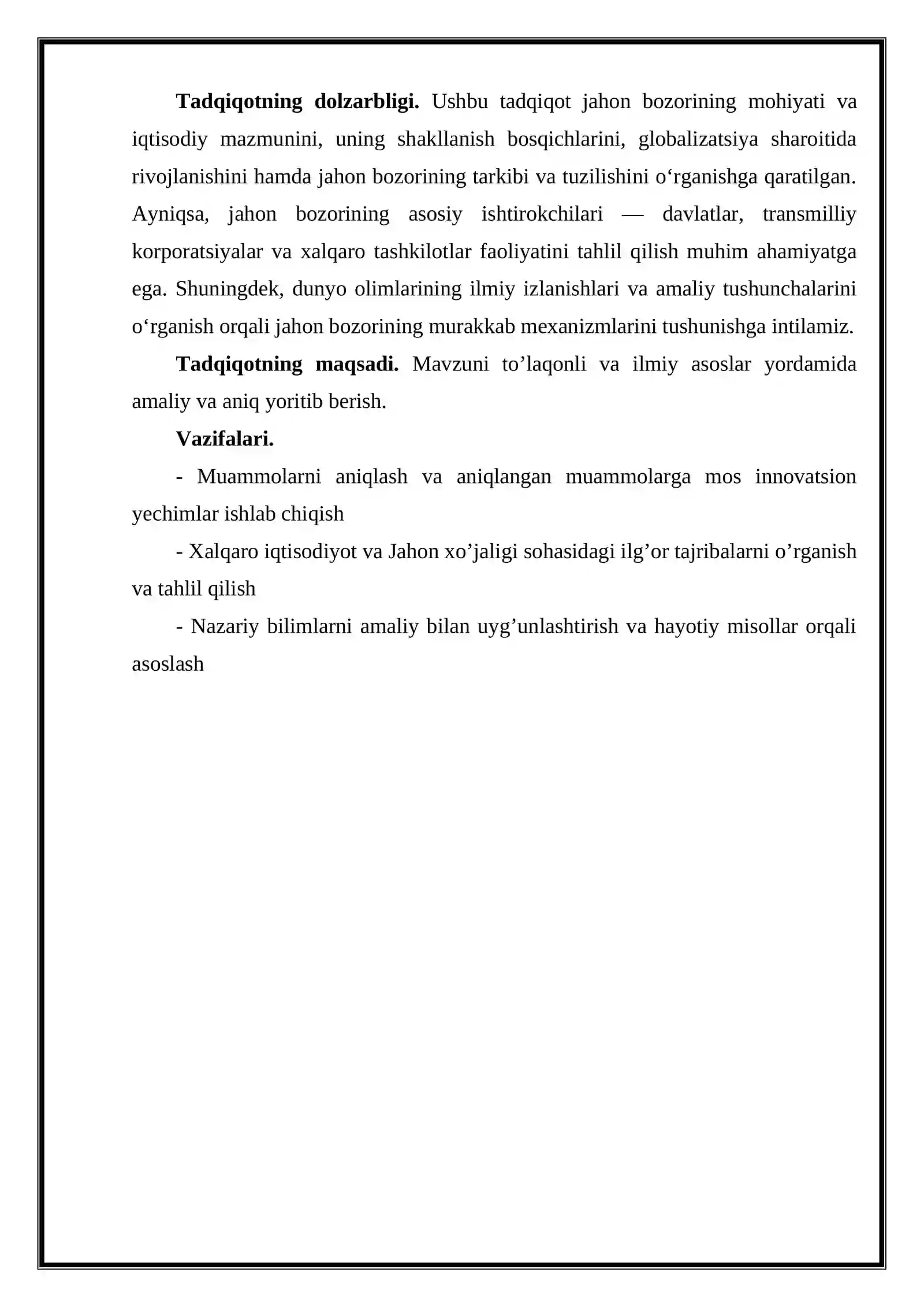 Jahon bozori individual tovar bozorlari tizimi sifatida 4