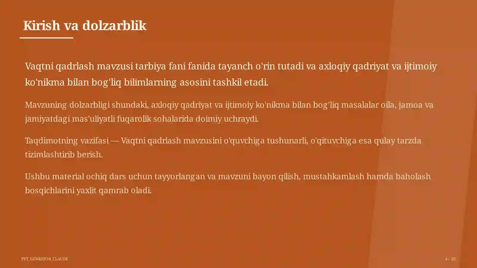 Vaqtni qadrlash (4-sinf) 1