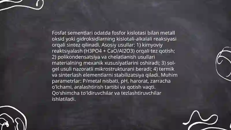 Fosfat asosli sementlar va plomba ashyolari 4