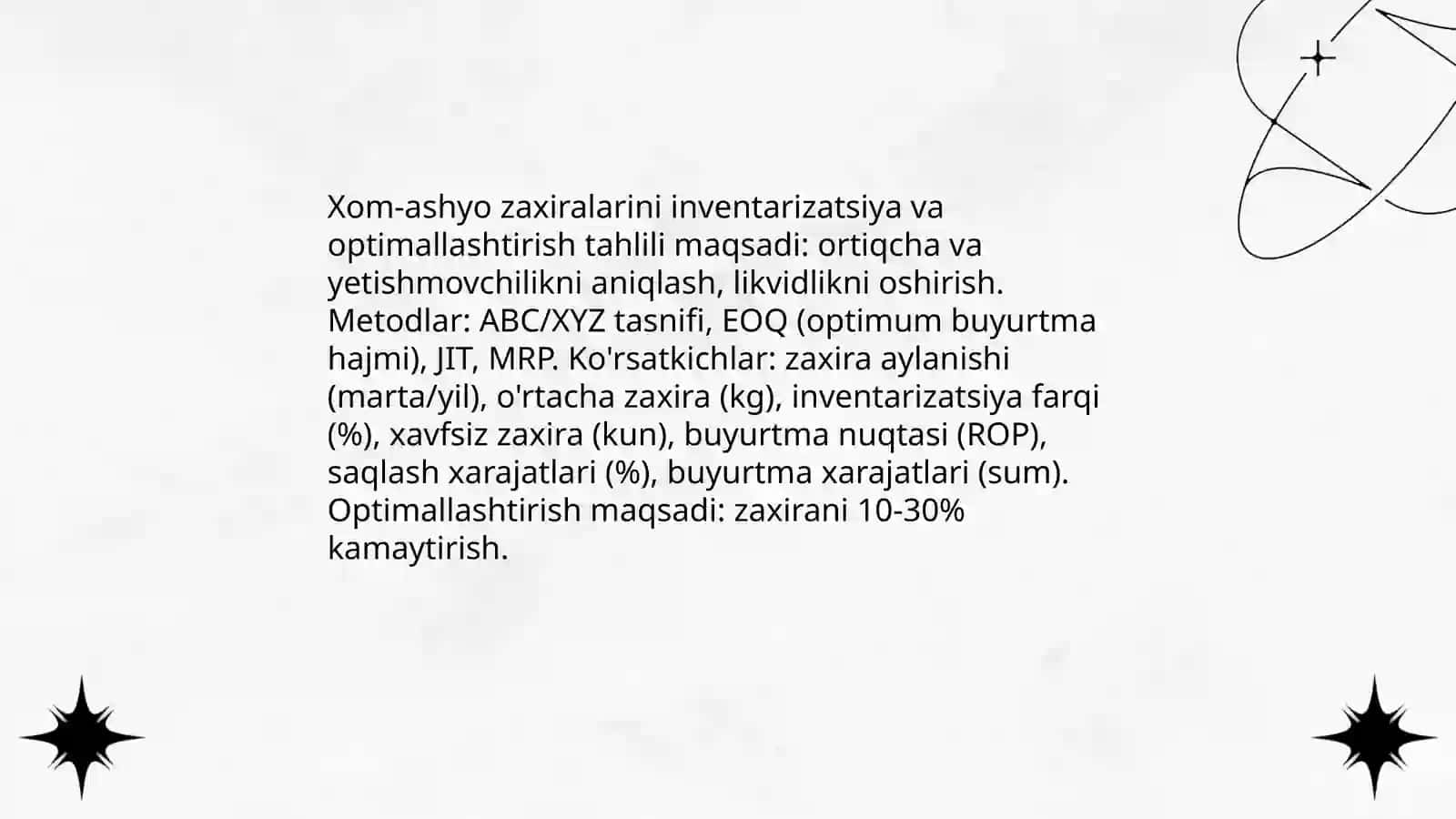 Materiyalliq resurslar paydalaniw analizi 4