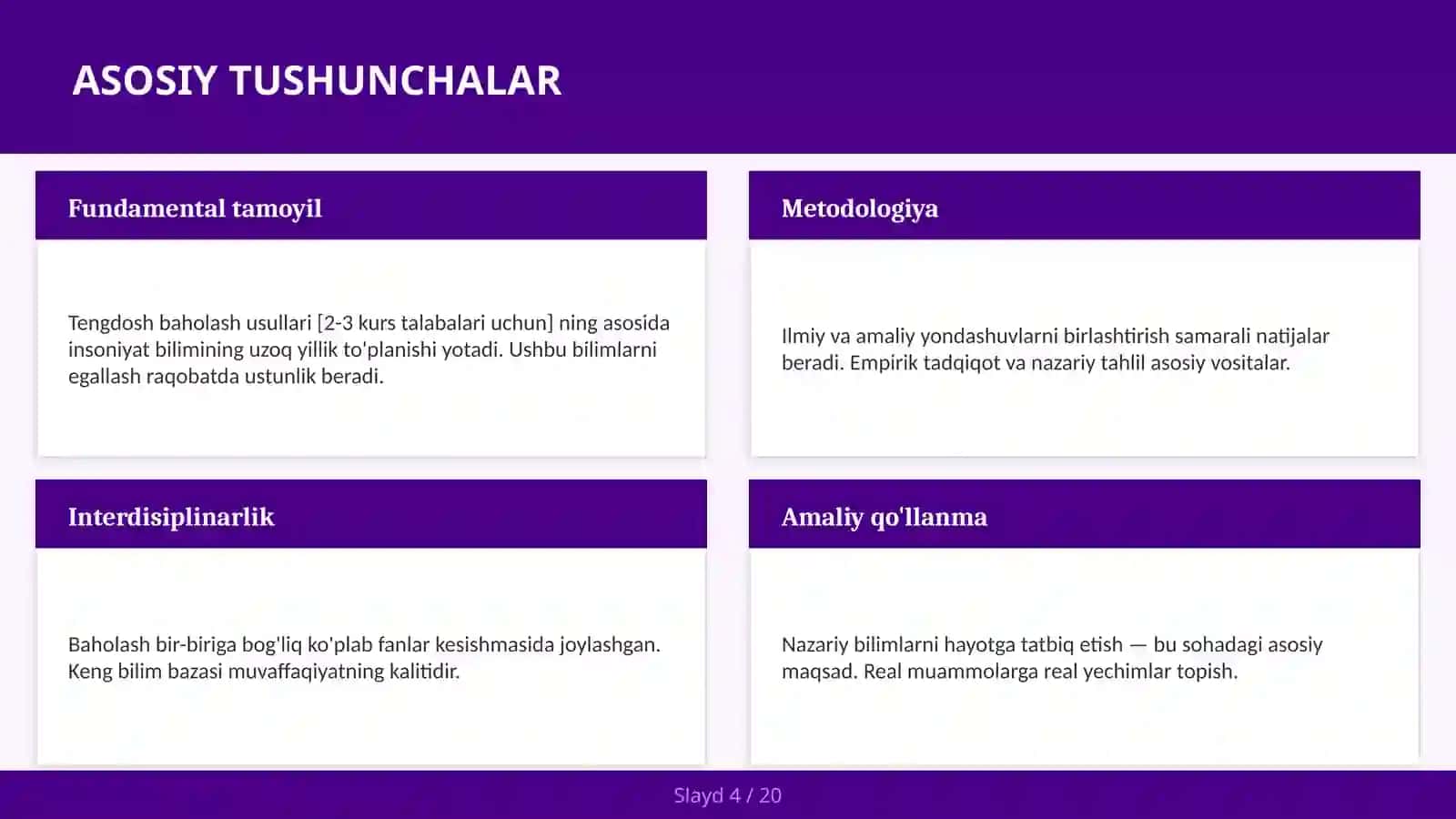 Tengdosh baholash usullari [2-3 kurs talabalari uchun] 4