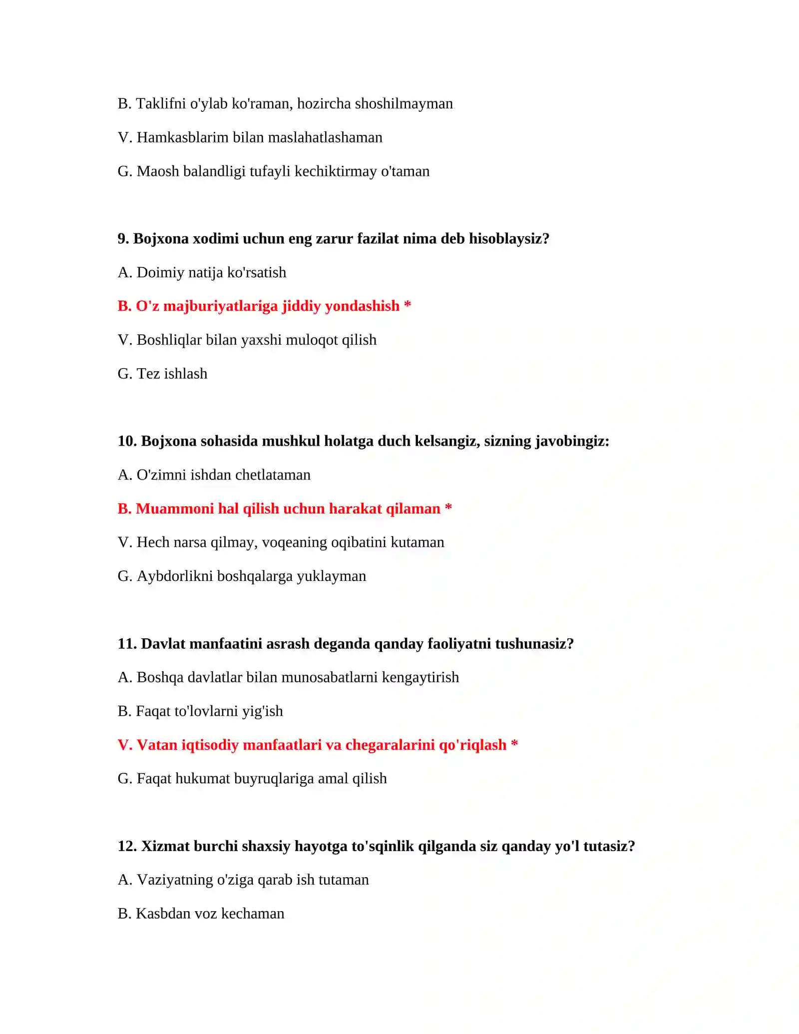 Bojxona huquqi testlari 4