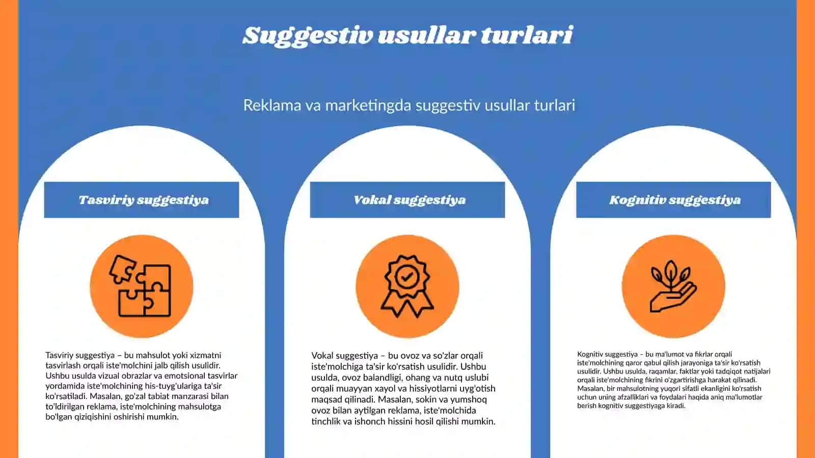 Reklama va marketing texnologiyalarida ta'sir qiluvchi suggestiv usullari 4