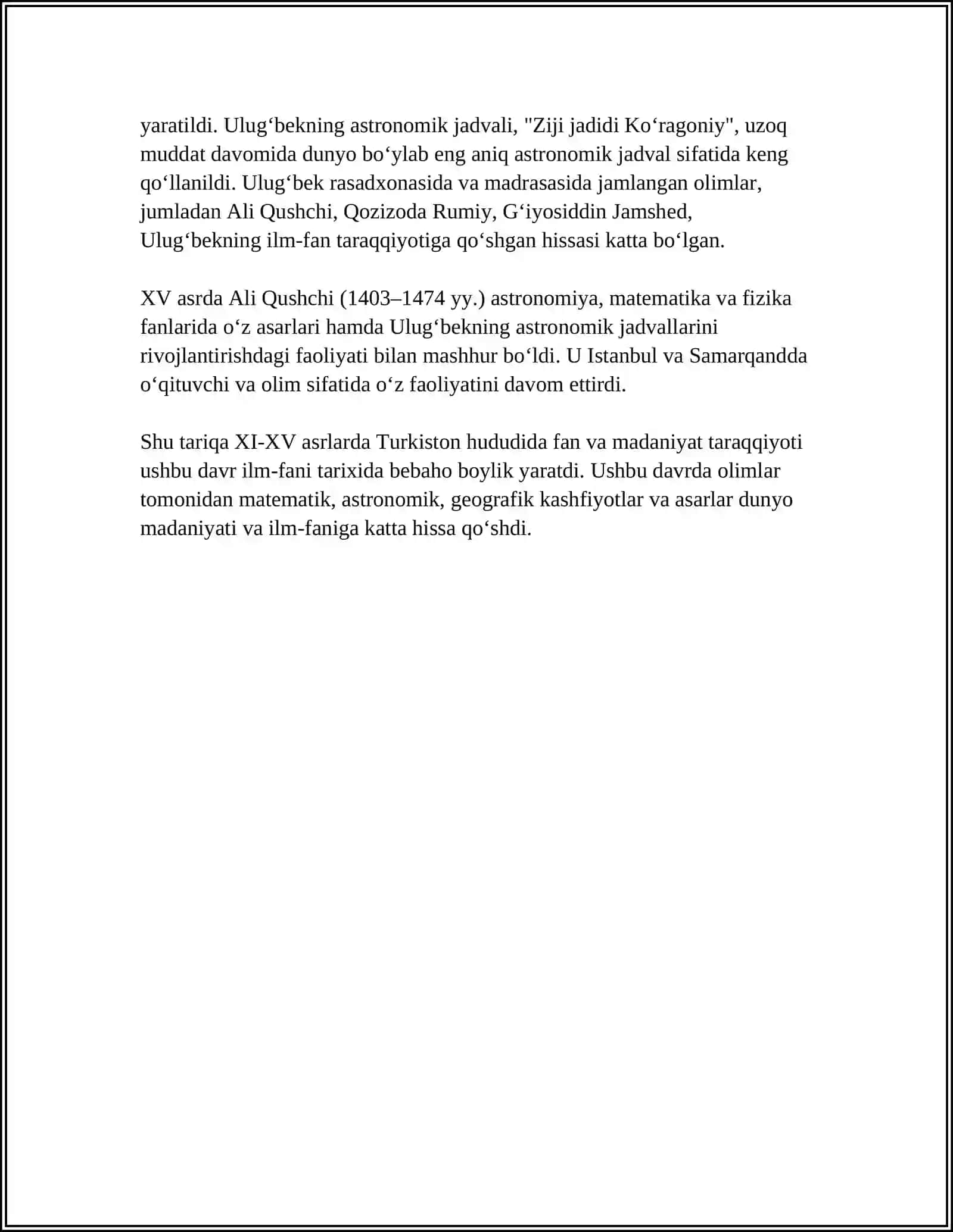 XIV – XV ASRLARDA TURKISTONDA FAN VA MADANIYAT RIVOJI 4