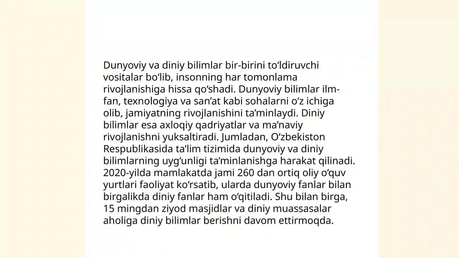 Dunyoviy va diniy bilimlar mutanosibligini taʼminlashning ahamiyati 4