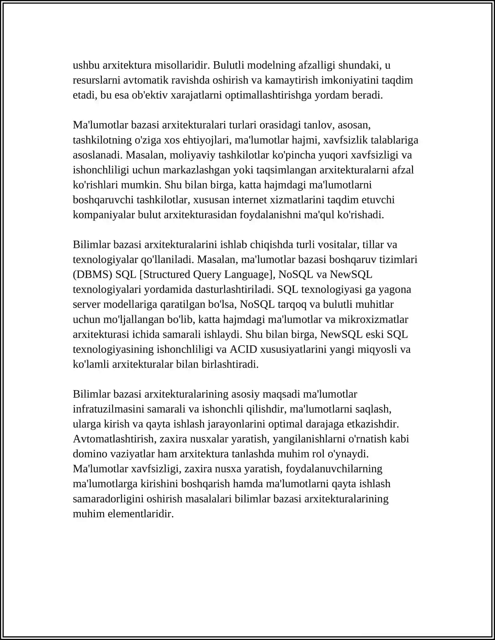 Bilimlar bazasi arxitekturalari 4