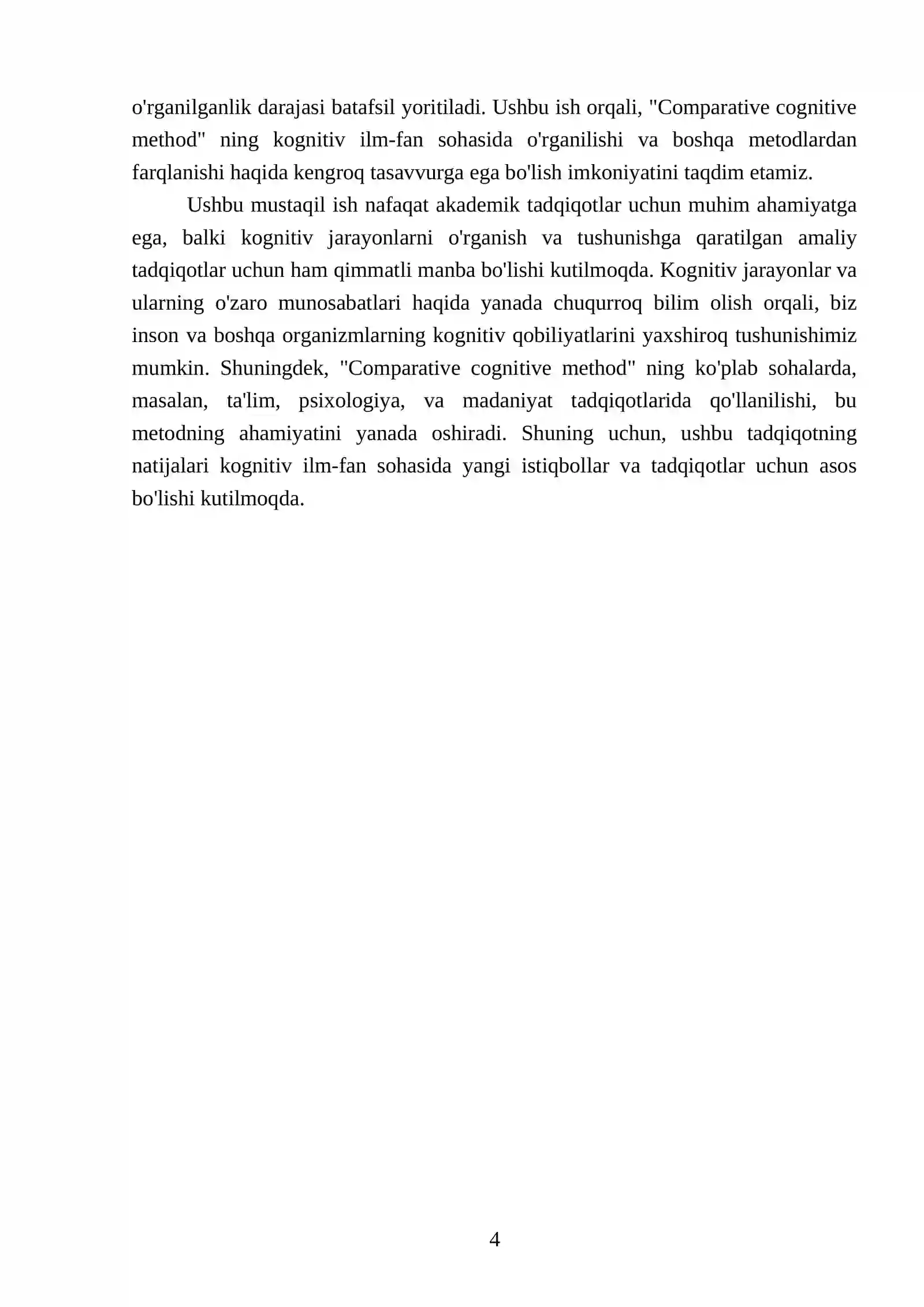 Comparative cognative method 4