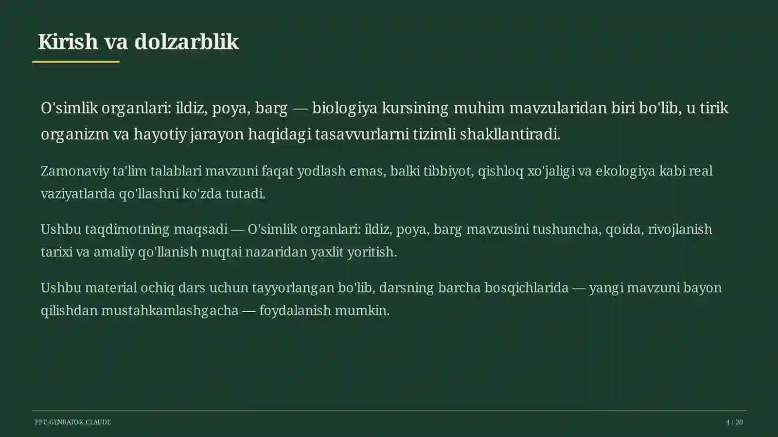 O'simlik organlari: ildiz, poya, barg (5-sinf) 4