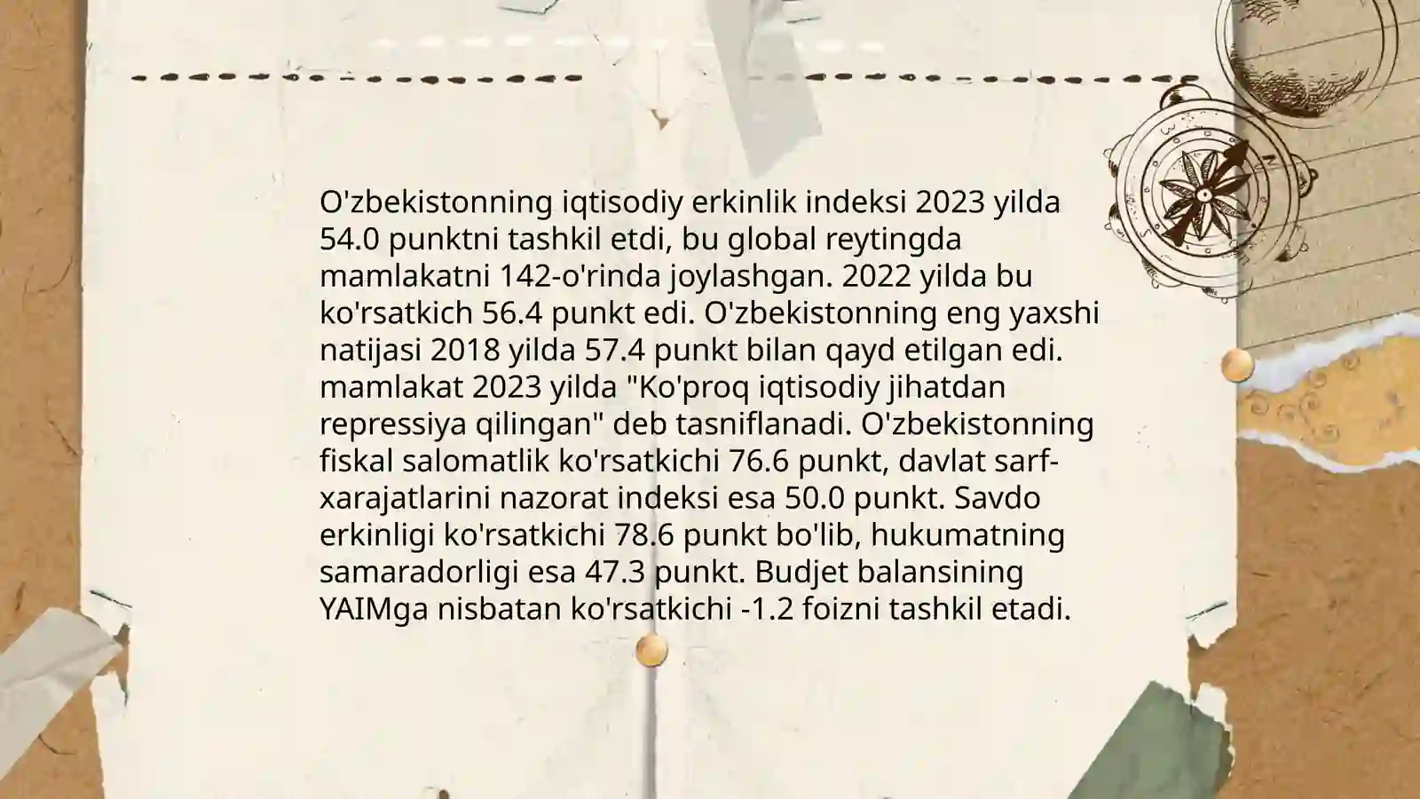 Yangi O'zbekiston ijtimoiy-siyosiy, iqtisodiy va madaniy hayotida ro'y berayotgan o'zgarishlarning xalqaro reyting va indekslardagi o'rni 4