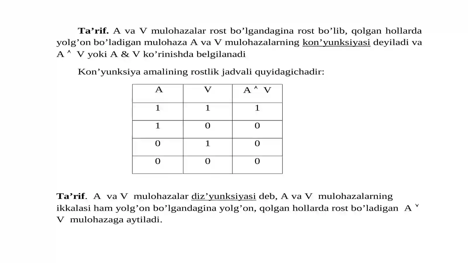 2-mavzu: Matematik mantiq elementlari, mulohazalar ustida mantiq amallari 4