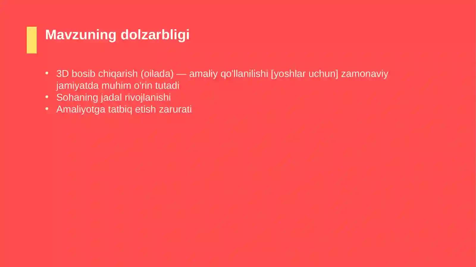 3D bosib chiqarish (oilada) — amaliy qo'llanilishi [yoshlar uchun] 4