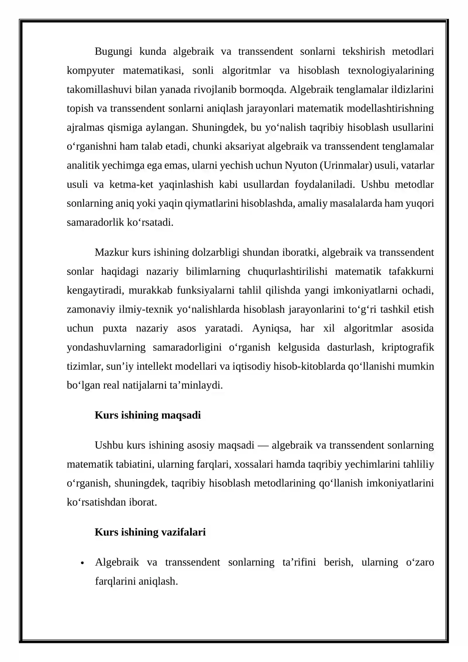 Algebraik va transsendent sonlar 4