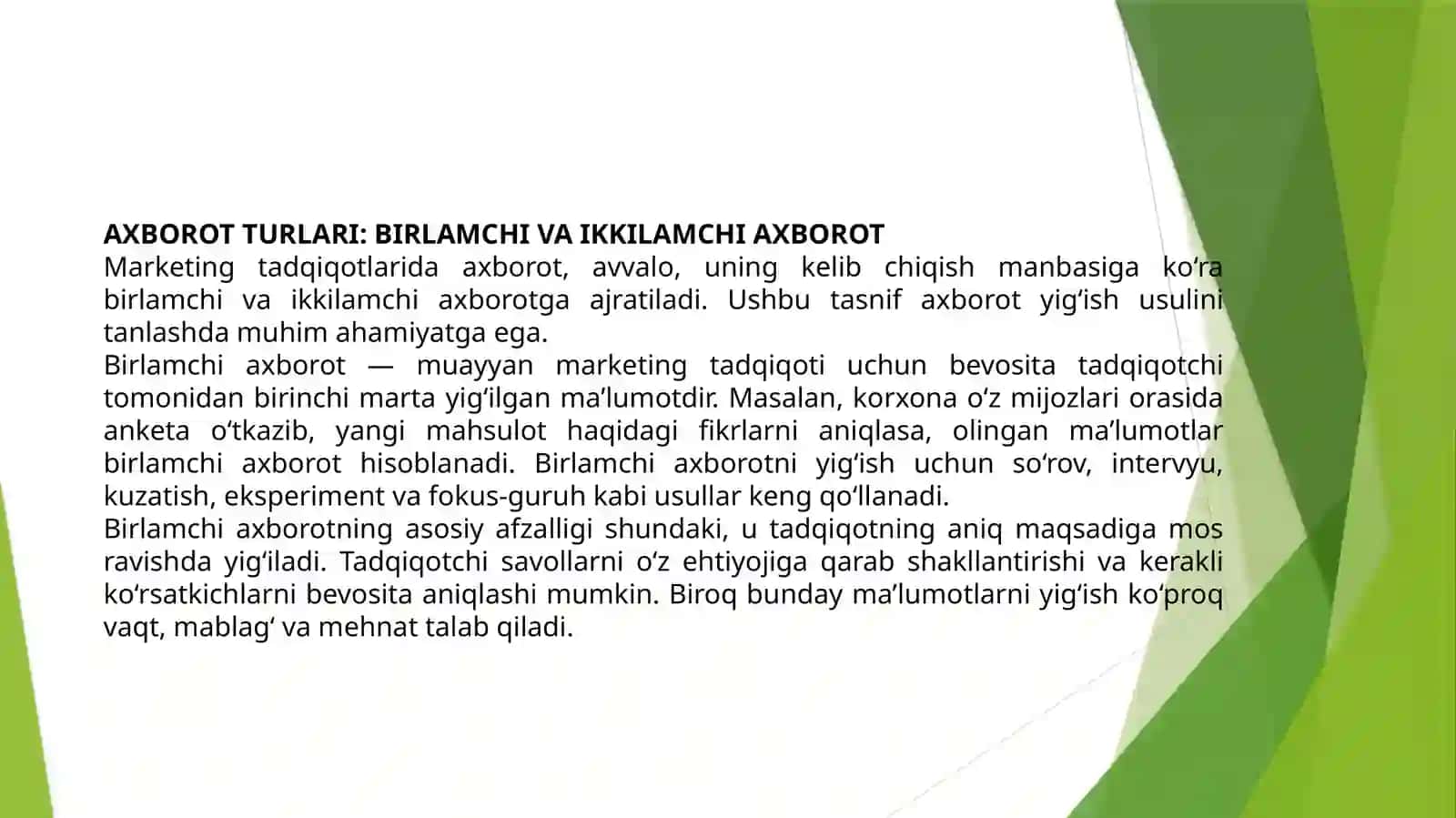 Marketing tadqiqotlarida axborot yig'ish usullari 4