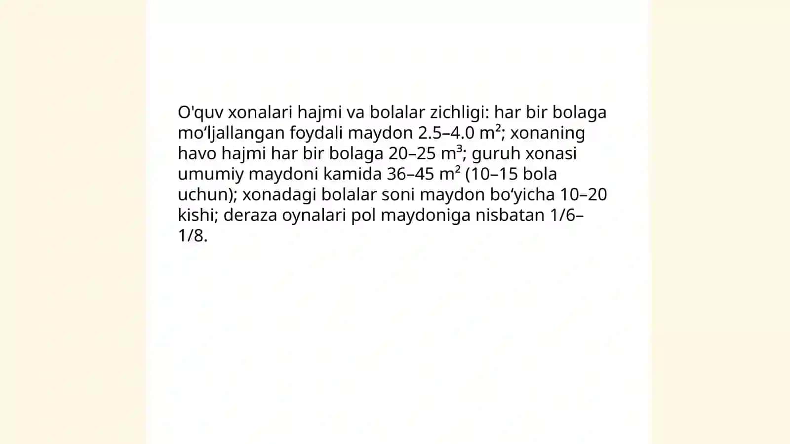 Maktabgacha bolalar muosasalarga va maktablarga bo‘lgan umumiy gigenik talablar 4