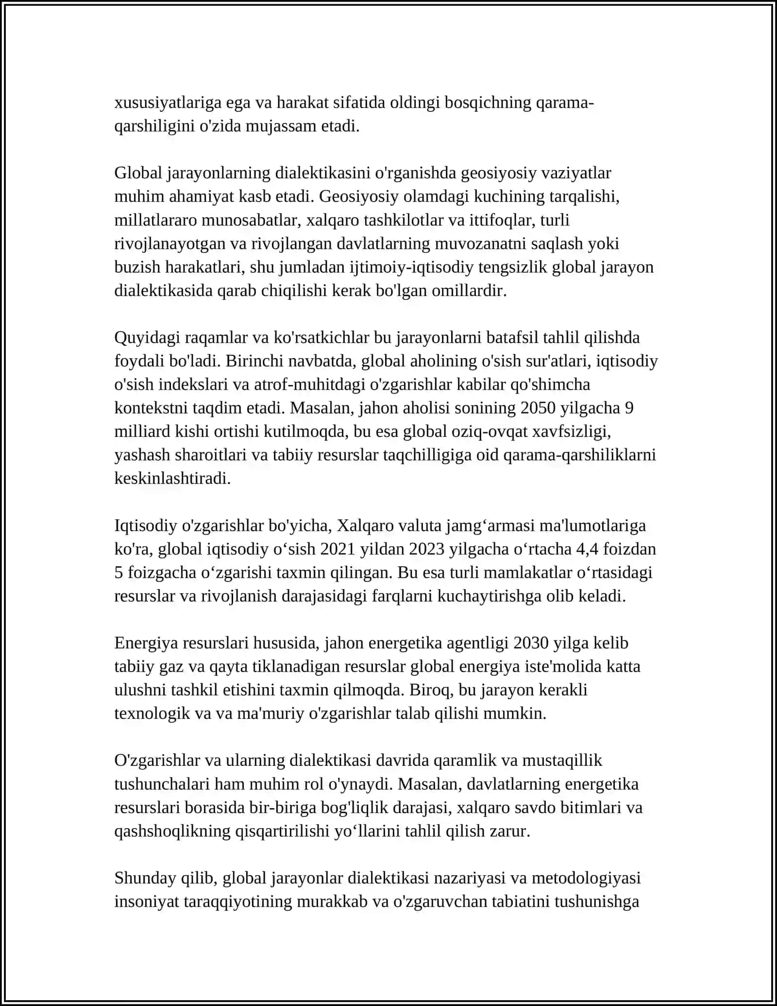 GLOBAL JARAYONLAR DIALEKTIKASI 4