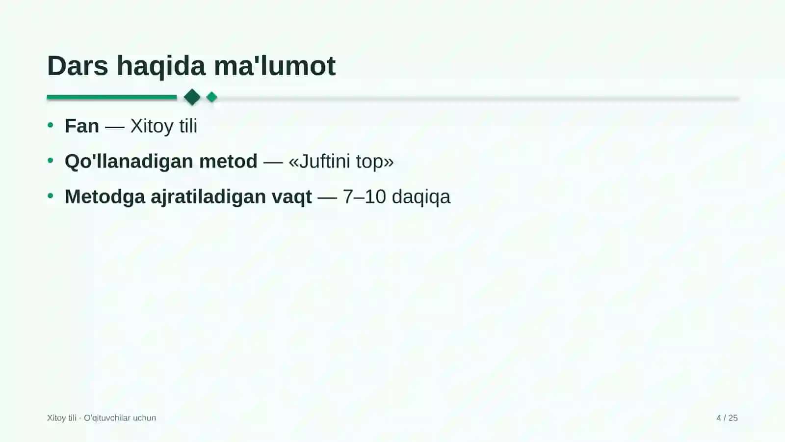 xitoy tili darslarida juftini top metodidan foydalanish 6785 4