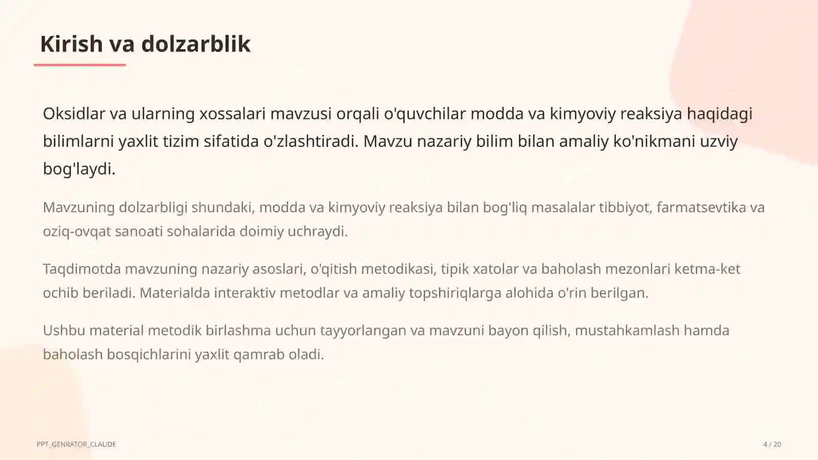 Oksidlar va ularning xossalari (8-sinf) 4