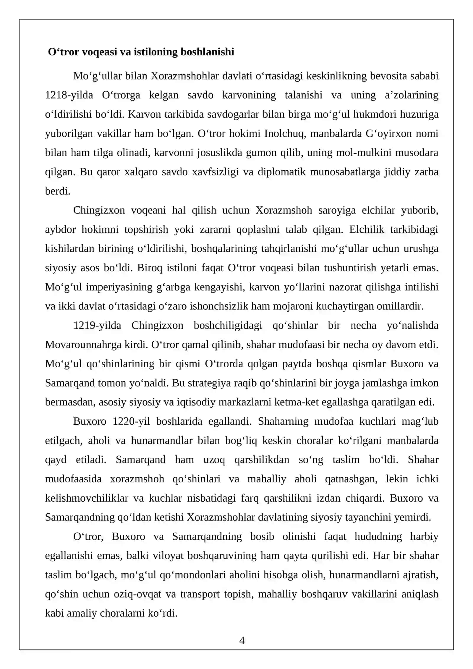 Mo‘g‘ullar istilosi va Movarounnahrda davlat boshqaruvi tizimidagi o‘zgarishlar 4