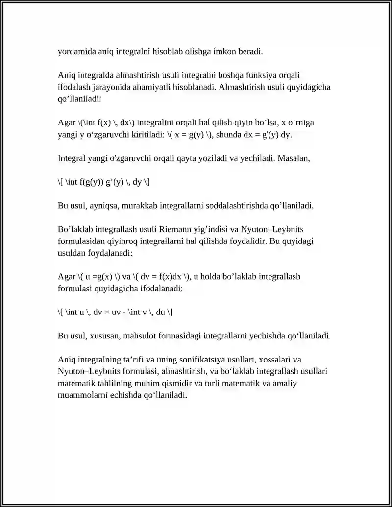 ANIQ INTEGRAL VA UNING XOSSALARI 4