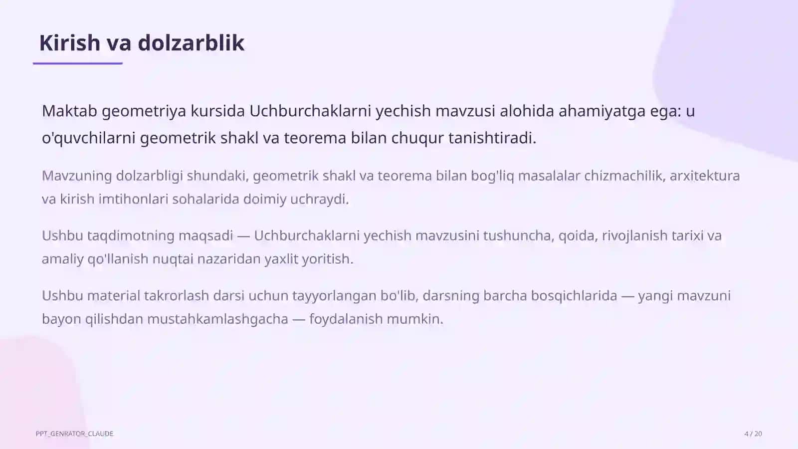 uchburchaklarni yechish 9 sinf 417 4