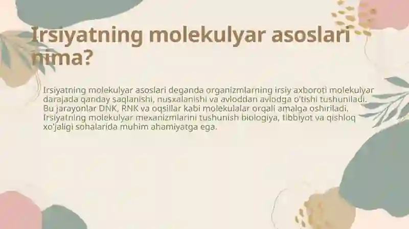 Irsiyatning molekulyar asoslari 4