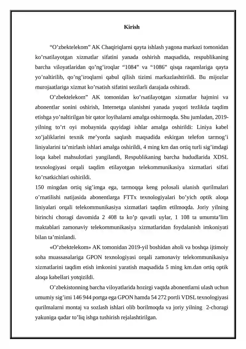 Jizzax – Toshkent viloyatlari orasida optik transport tarmog‘ini loyixalashtirish 4