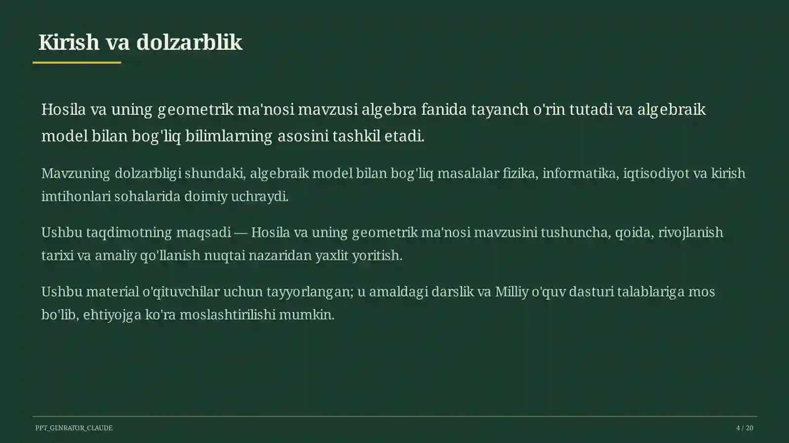 Hosila va uning geometrik ma'nosi (11-sinf) 4
