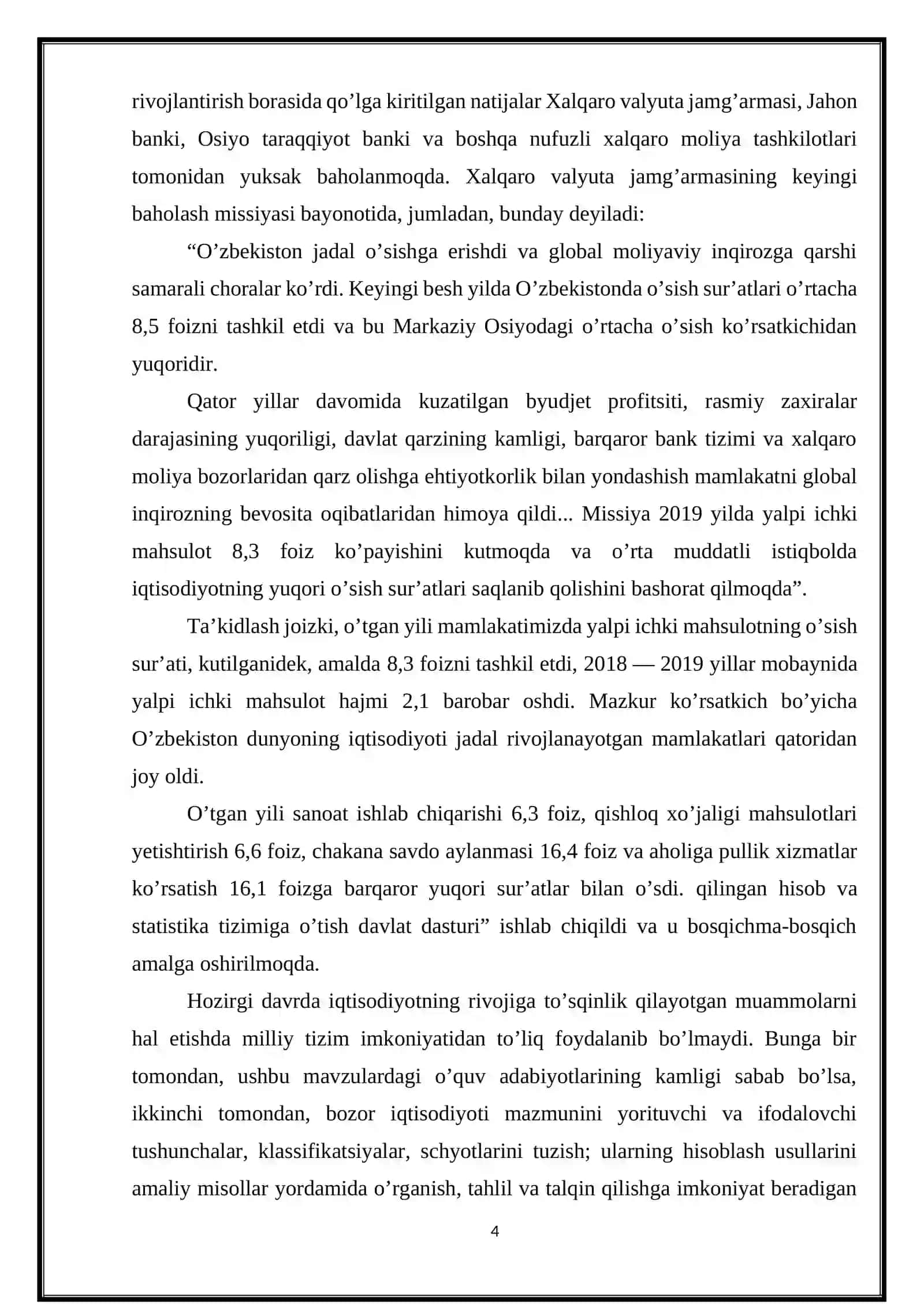O’zbekistonda milliy hisoblar tizimi: holati va istiqbollari 4