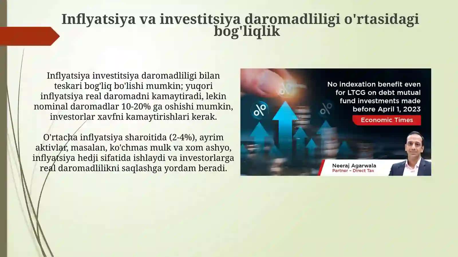 Invistitsiyalarning samaradorligiga inflaytsiya indeksining ta'siri 4