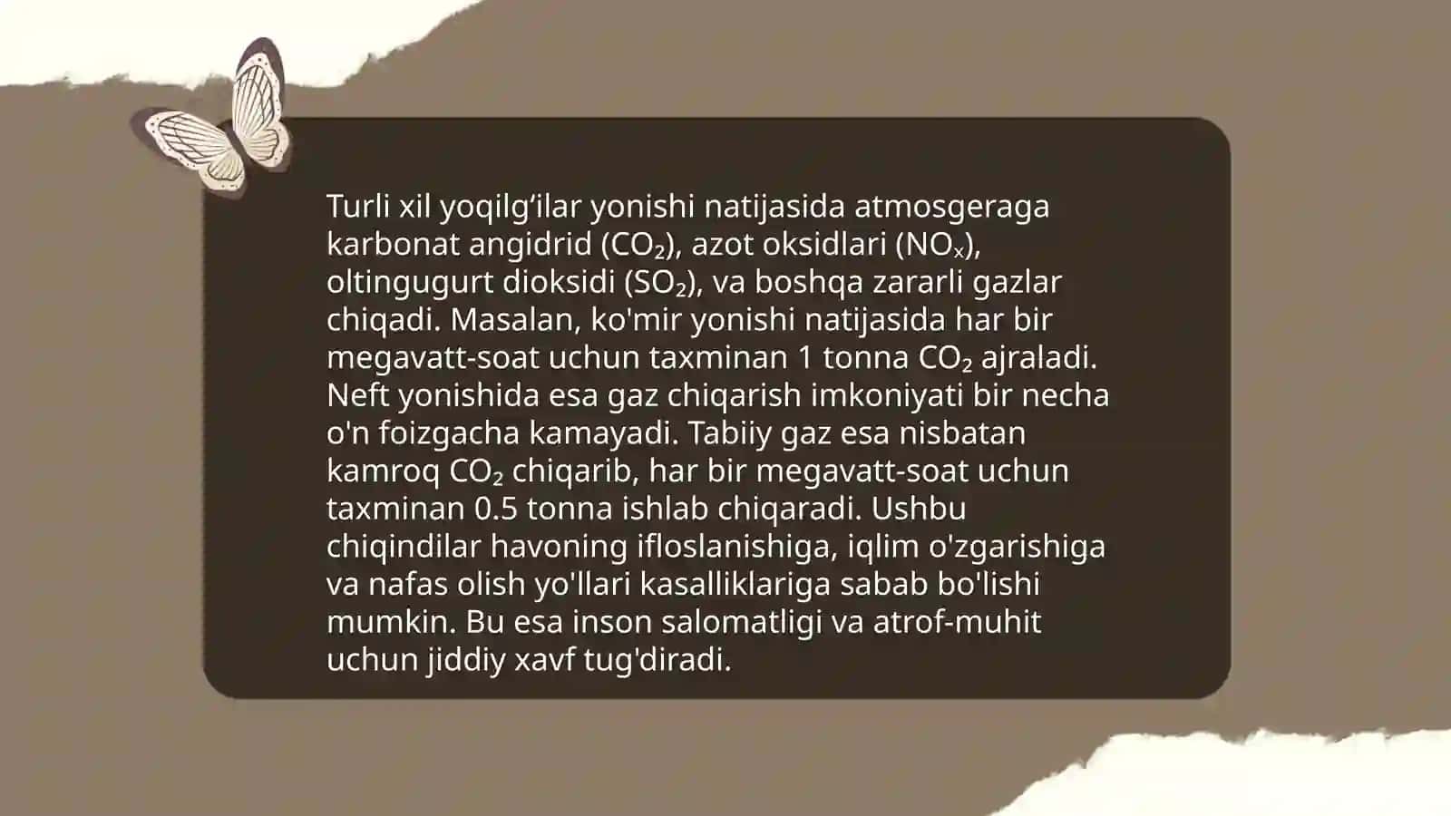 Turli xil yoqigʻini yondirish jarayonida atrof-muhitni himoyash muomolari 4