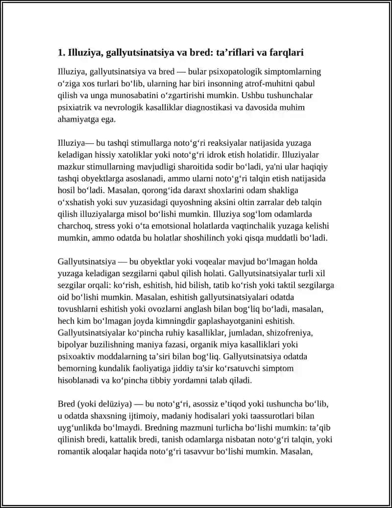 PSIXOPATOLOGIK SIMPTOMLAR ILLYUZIYA GALLYUTSINATSIYA VA BRED 4