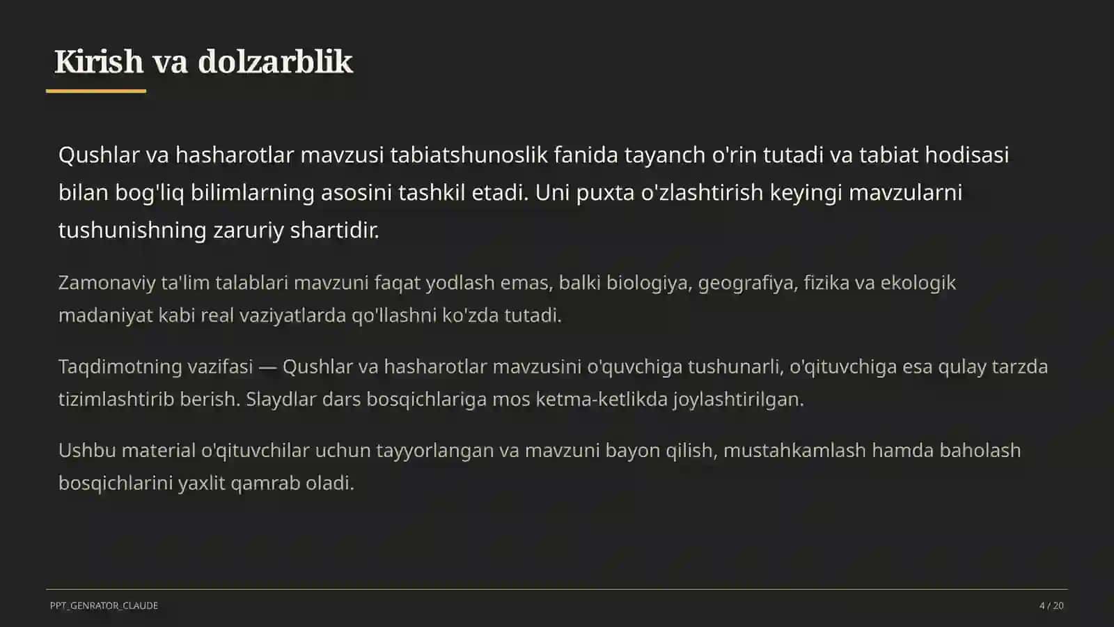 Qushlar va hasharotlar (2-sinf) 2