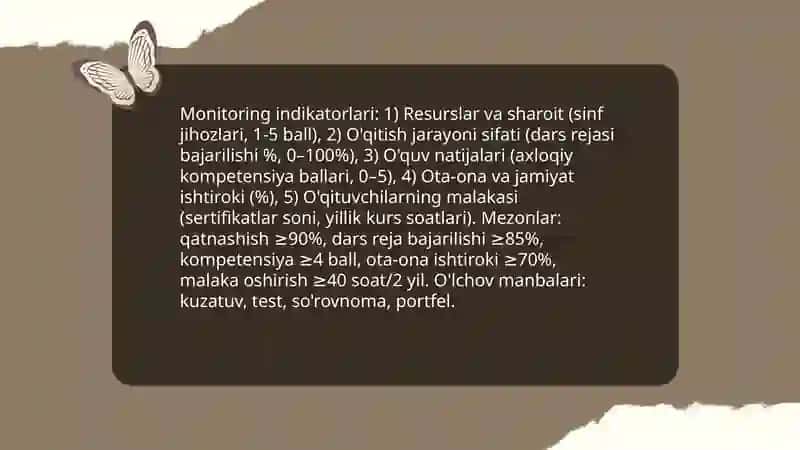 Tarbiya fanini o'qitishning amaliy mexanizmlari monitoringi 4