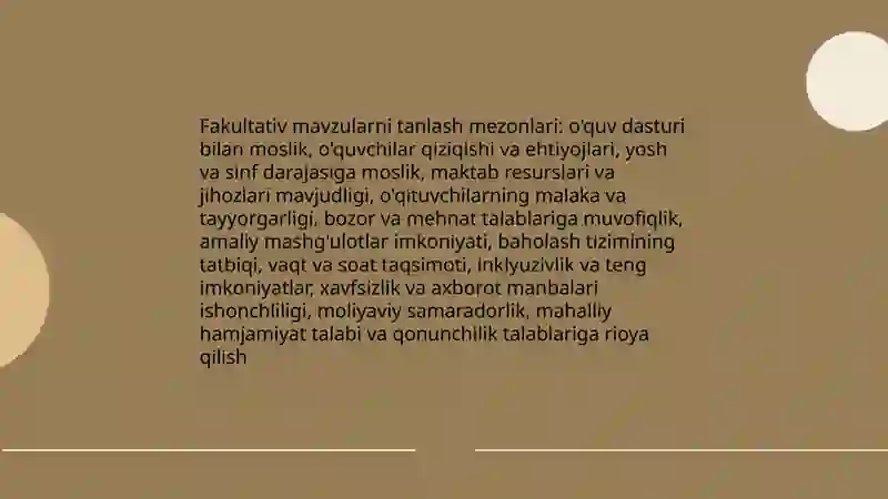 Fakultativ darslarni tashkil etish 4