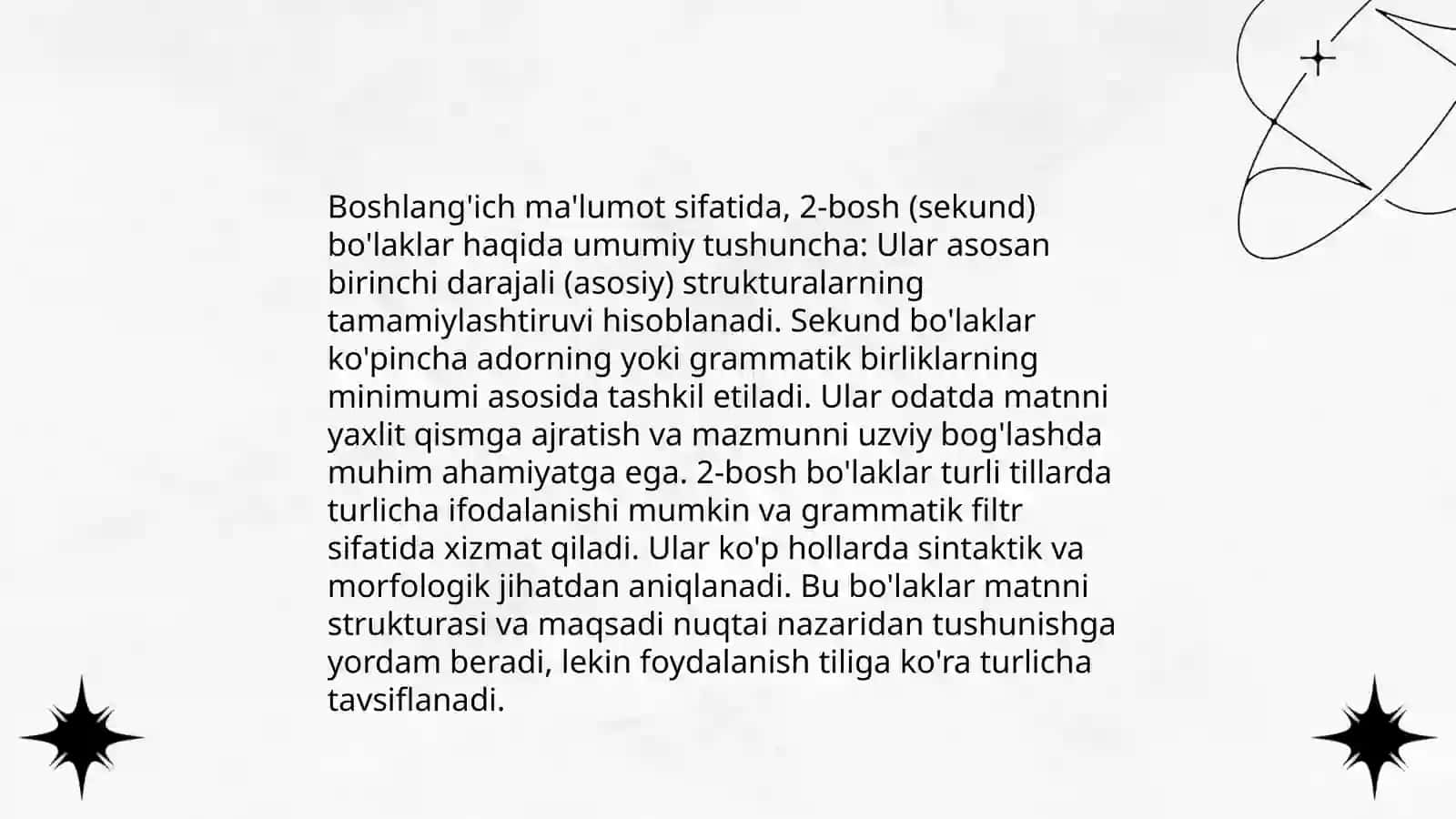 Gap bo'laklari. Bosh bo'laklar. Ega va uning ifodalanishi. Kesim, uning turlari, ifodalanishi 4