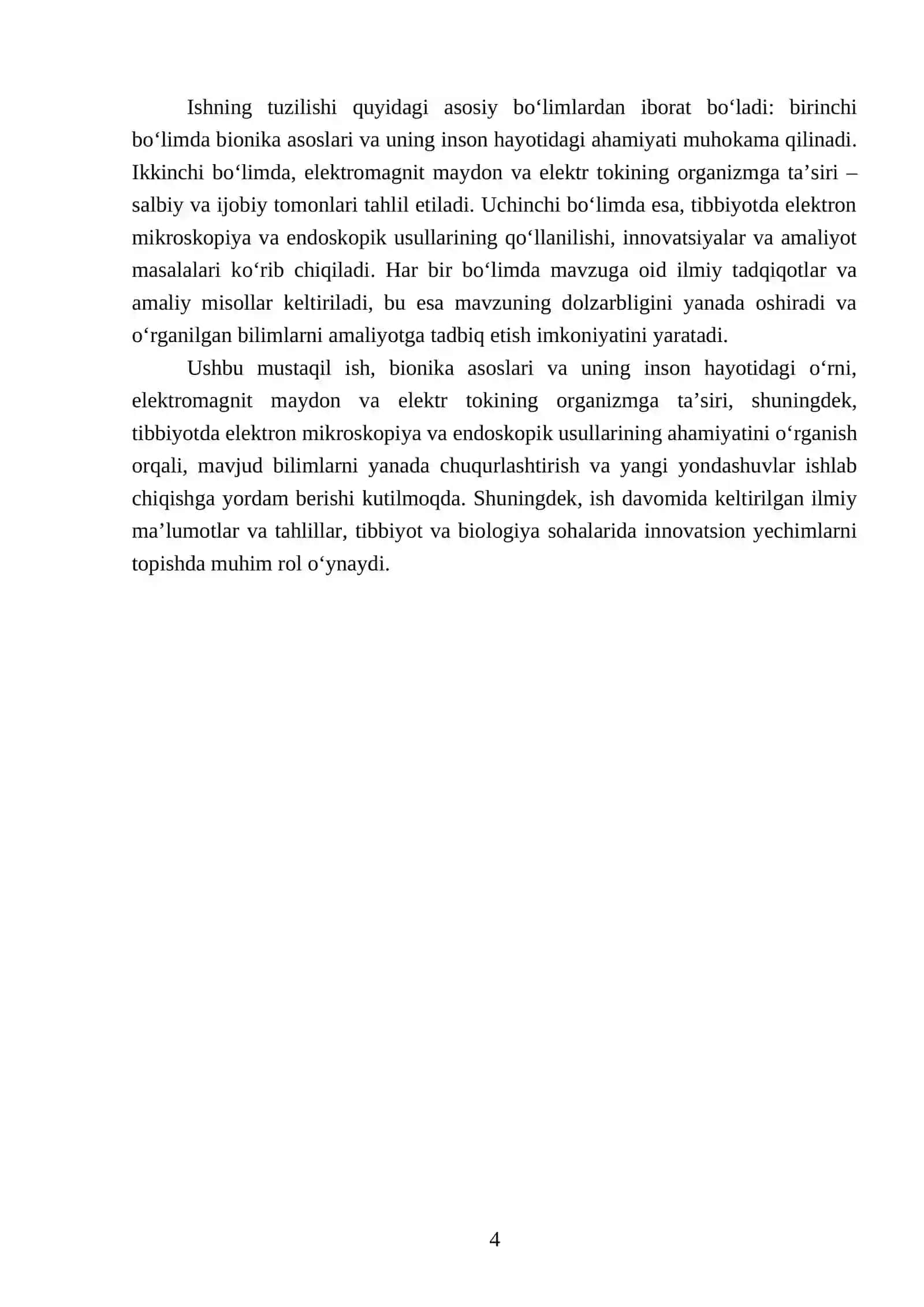 Bionika asoslari va uning inson hayotidagi oʻrni 4