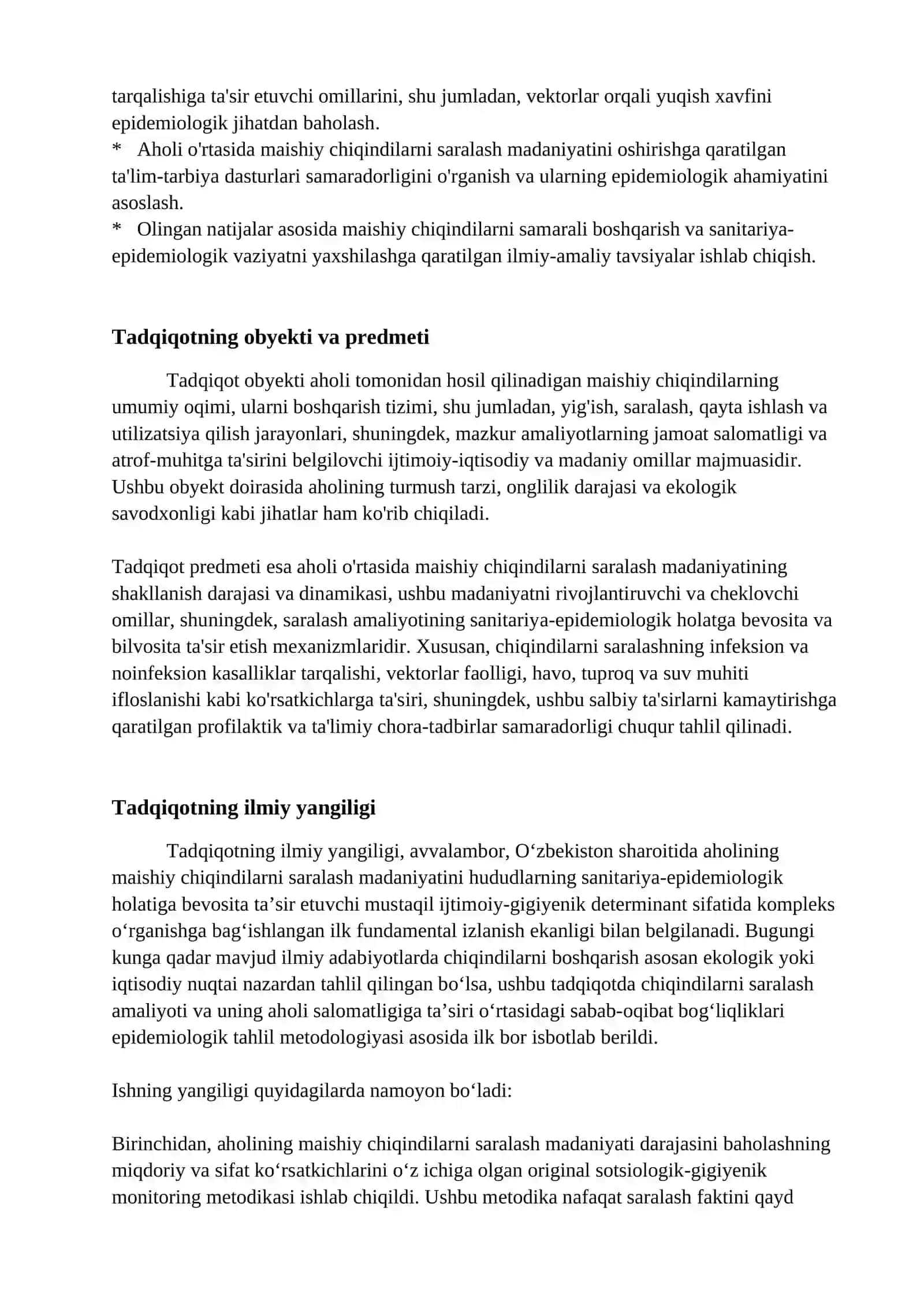 Aholi o'rtasida maishiy chiqindilarni saralash madaniyati va uning sanitariya epidemiologik holatga ta'siri 4
