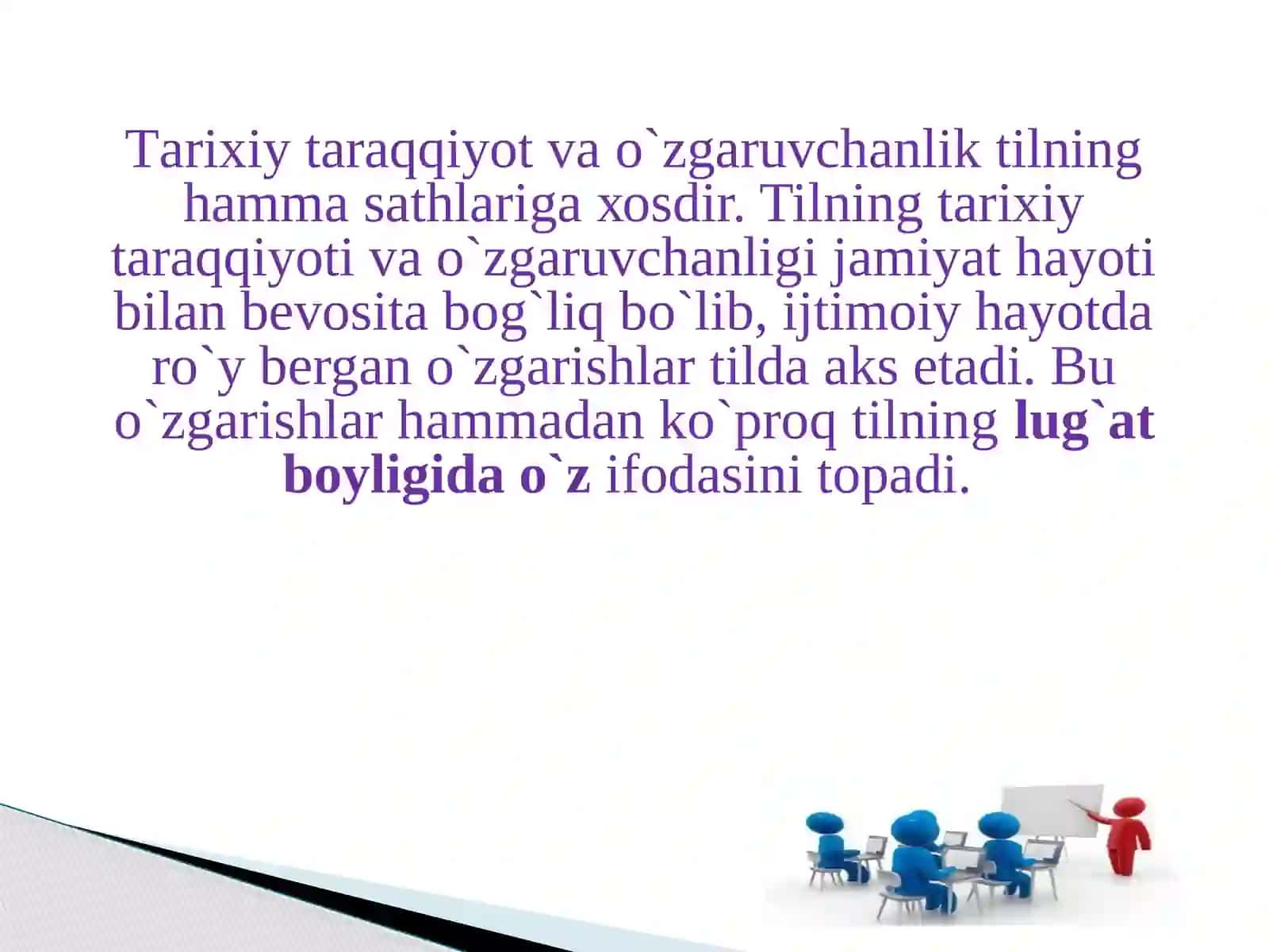 TILNING TARIXIY TARAQQIYOTI VA O`ZGARUVCHANLIGI DUNYO TILLARI TAVSIFI VA TASNIFITILSHUNOSLIK VA BOSHQA FANLAR 4