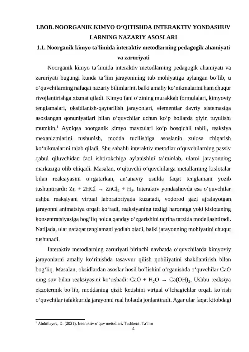 Noorganik Kimyo Darslarida Interaktiv Testlar 4