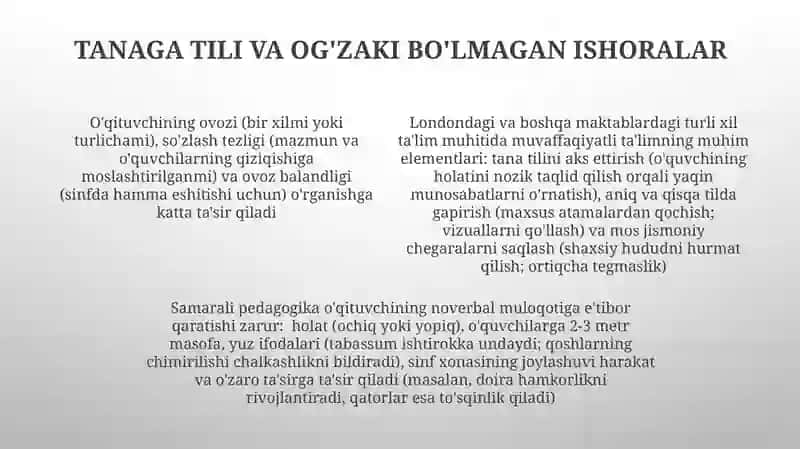 O'qituvchi nutqiga qo'yladigan pedagogik talablar 4