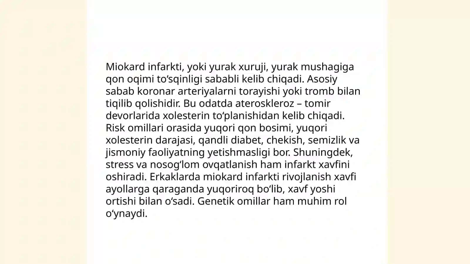 Stenokardiya miokard infarkti gipertonik kriz o'tkir yurak qon tomir yetishmasligi - Maxamadjonova Iroda 4